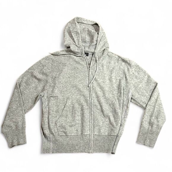 The Kooples Cashmere/Wool  Jacket Hoodie Gray Designer Zipped $495 MSRP NWT - Picture 1 of 10